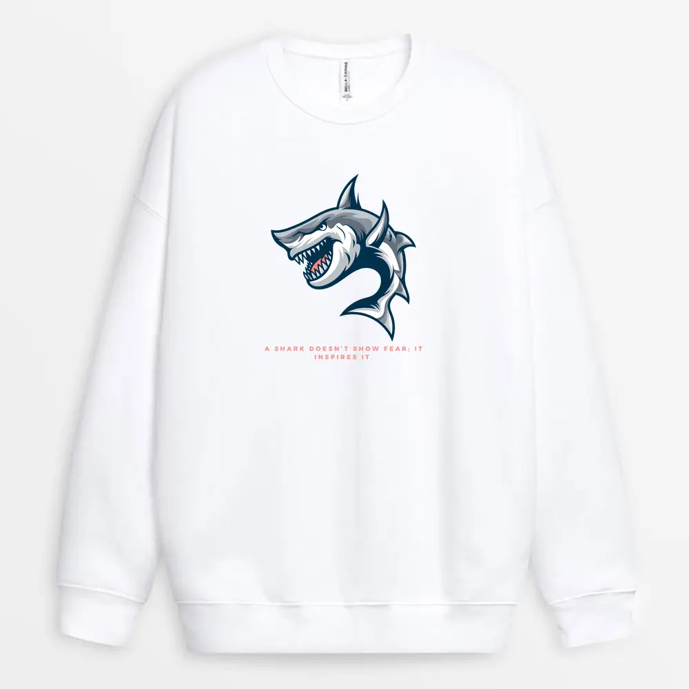 No Fear-themed sweatshirt inspired by shark strength and motion