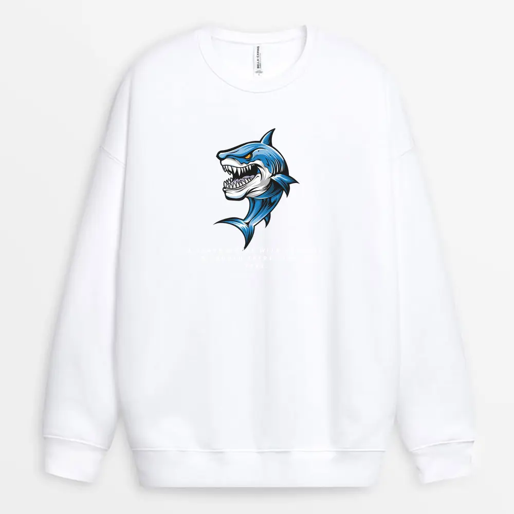 Purpose Driven-themed sweatshirt inspired by shark strength and motion